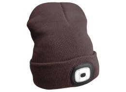 Lue med hodelykt 180 lm, oppladbar, USB, one-size, bomull/PE, brun