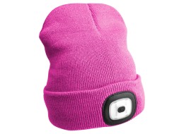 Lue med hodelykt 180 lm, oppladbar, USB, one size, bomull/PE, rosa