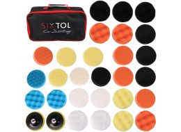 Sett med poleringsputer/skummputer med holder for bilrengjøring CAR DETAILING PAD 30, 30 deler