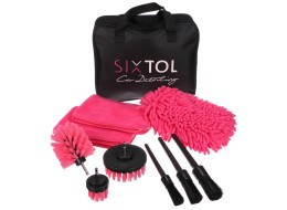 Multifunksjonelt sett med rengjørings- og vaskeverktøy for bil CAR DETAILING PINK 9, 9 deler