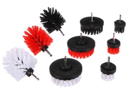 Sett med børster til drill for bilrengjøring CAR DETAILING DRILL BRUSH 9, 9 stk