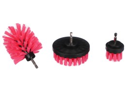 Sett med børster til drill for bilrengjøring CAR DETAILING DRILL BRUSH PINK 3, 3 stk