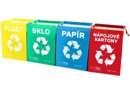 Sekk for kildesortering SORT EASY 4 CARTON, 30x30x40cm, 4x36l, 4 stk