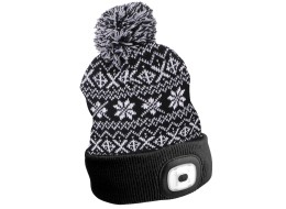Lue med hodelykt 180 lm, oppladbar, USB, one-size, bomull/PE, vinter, svart