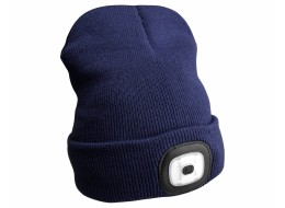 Lue med hodelykt 180 lm, oppladbar, USB, one size, bomull/PE, blå