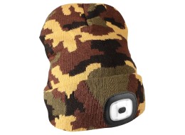 Lue med hodelykt 180 lm, oppladbar, USB, one size, bomull/PE, kamuflasje