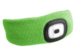 Pannebånd med hodelykt 180 lm, oppladbar, USB, one size, bomull/PE, fluorescerende grønn