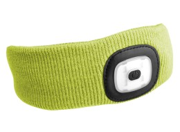 Pannebånd med hodelykt 180 lm, oppladbar, USB, one size, bomull/PE, fluorescerende gul