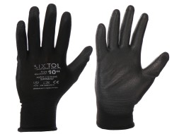 Arbeidshansker i polyester halvdyppet i polyuretan GLOVE PE-PU 10, svarte, størrelse 10