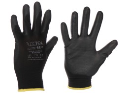 Arbeidshansker i polyester halvdyppet i polyuretan GLOVE PE-PU 11, svarte, størrelse 11